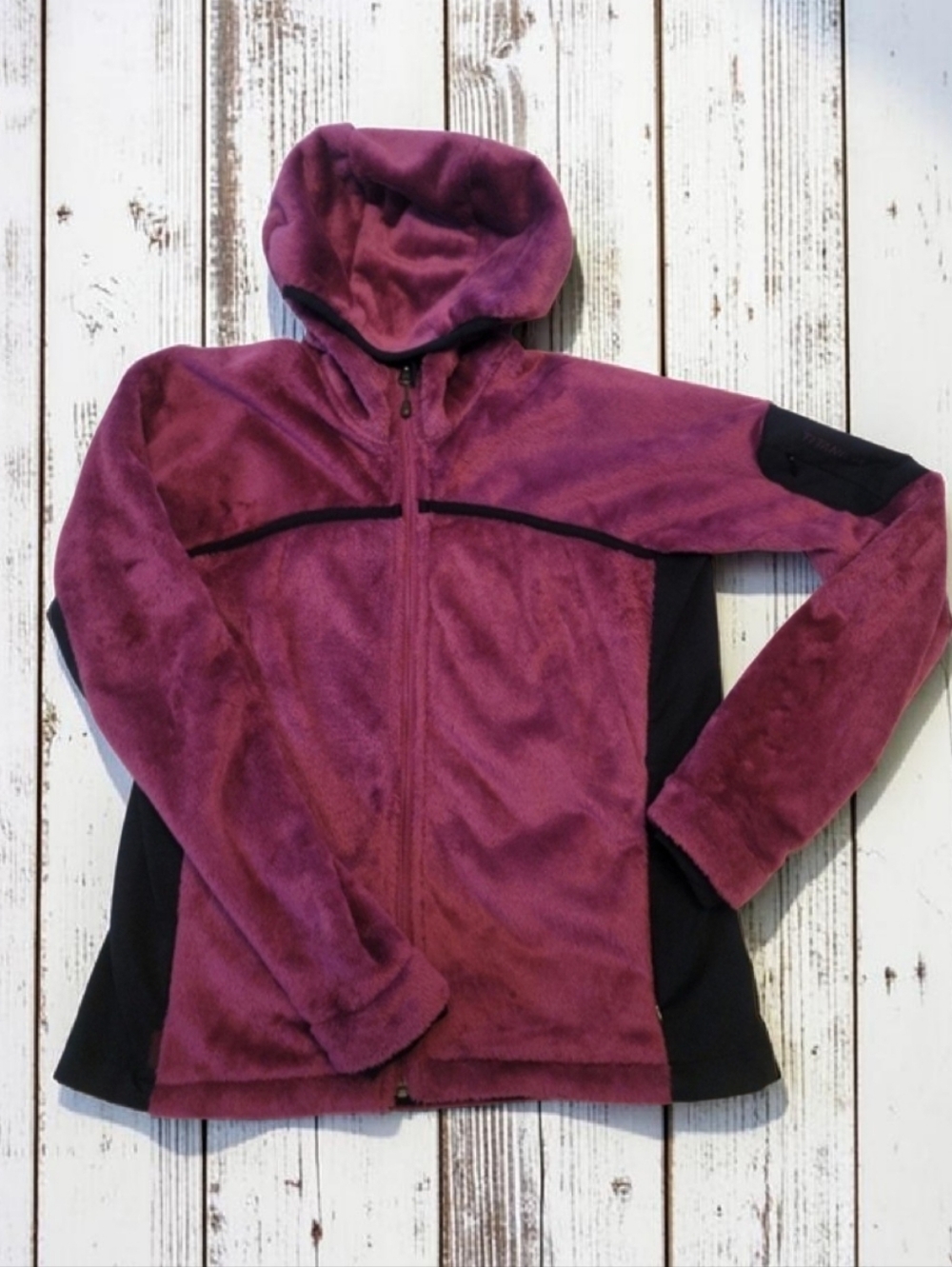 Columbia Titanium Full Zip Hooded Fleece Jacket Purple Black Women's XL NWOT